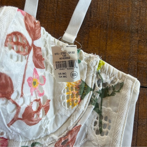 Aerie Floral Cropped Eyelet Corset Bra 36C NWT - Picture 4 of 7